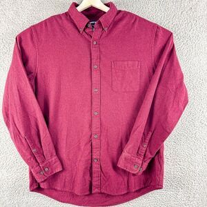 Lands End Flannel Shirt Mens Large‎ Red Chamois Casual Outdoor Camping Fishing